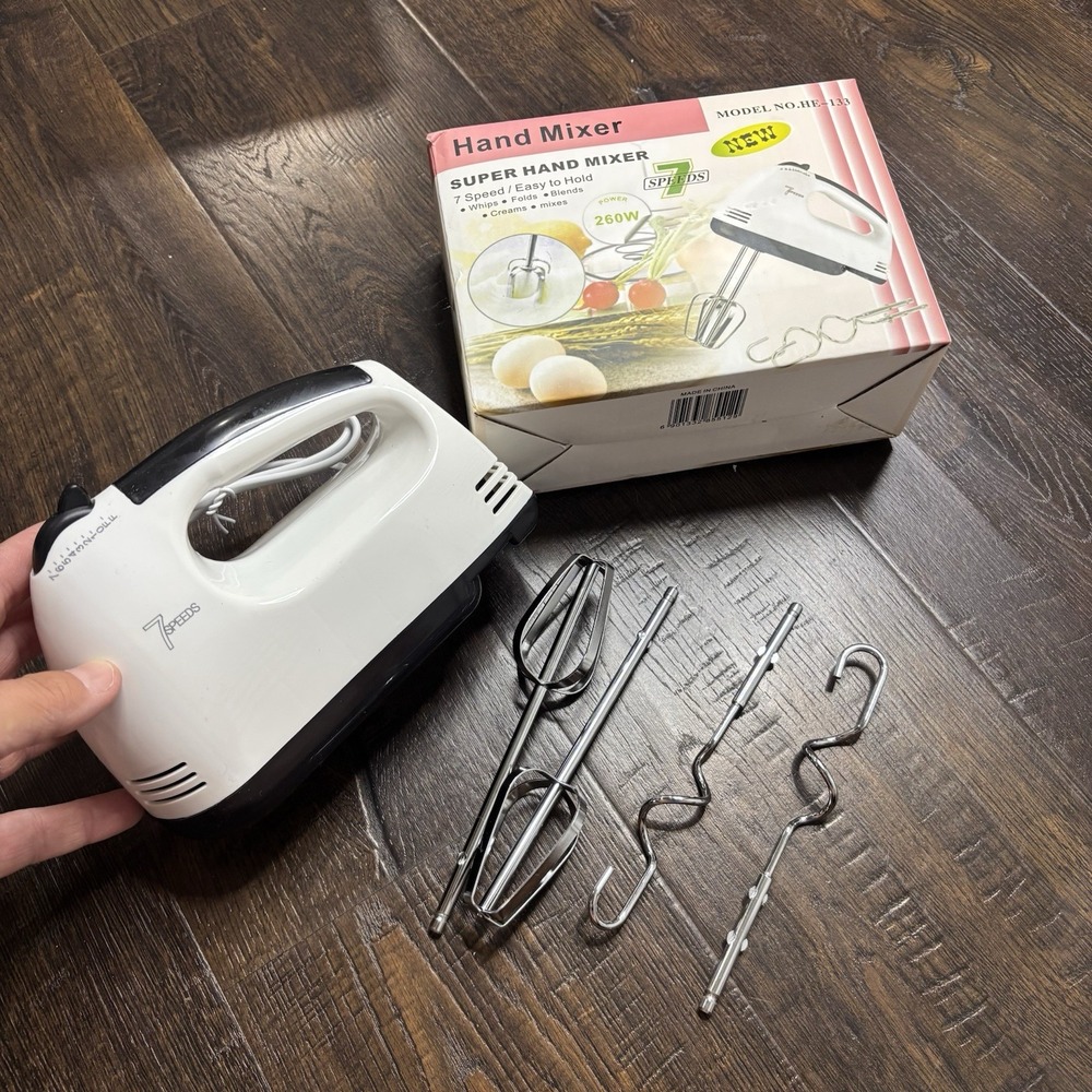 Super Hand Mixer Model HE-133 White 7 Speeds